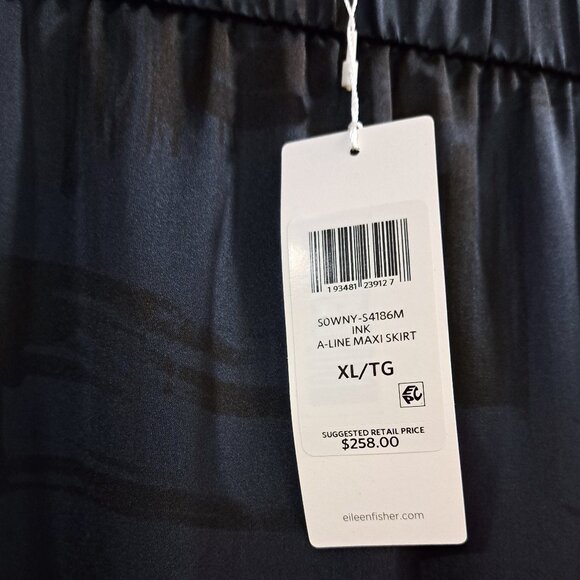Eileen Fisher Maxi Skirt Brushstroke Blue Silk/Cotton Size XL - Picture 6 of 8